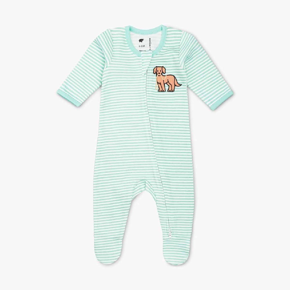 Monica + Andy Footie Zipper Pajama - Premie - Puppy design